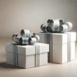 Cajas de regalo de diseño moderno sobre fondo minimalista.