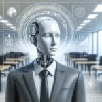 Representación digital de inteligencia artificial procesando datos en un entorno empresarial