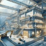 Una mina moderna con operaciones tecnológicas avanzadas y maquinaria automatizada.