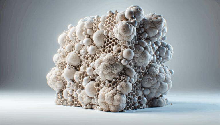 Primer plano de biomateriales innovadores hechos a partir de desechos marinos