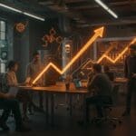 Startups finalistas colaborando en innovación sostenible en el laboratorio de Cervecería AB InBev para EtMday 2025.