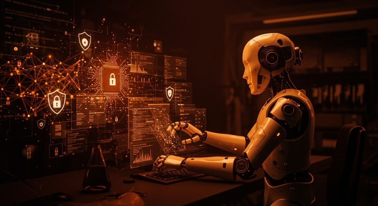 Agente de seguridad AI Aardvark de OpenAI analizando código con inteligencia GPT-5 en desarrollo de software.