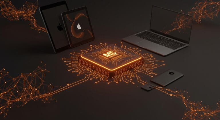 Chip Apple M5 potenciado en iPad Pro, MacBook Pro y Vision Pro, representando innovación en rendimiento e inteligencia artificial.