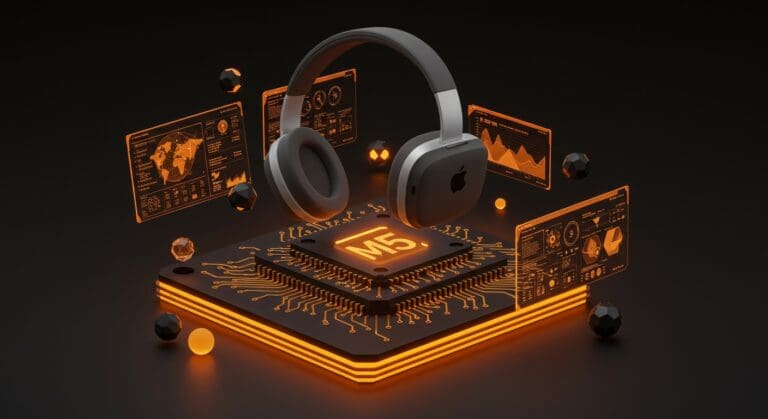 Apple Vision Pro actualizado con chip M5 mostrando innovación en computación espacial y realidad mixta para aplicaciones empresariales.