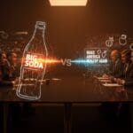 Confrontación visual entre la industria de bebidas azucaradas y el movimiento Make America Healthy Again, ilustrando la lucha política y la disrupción alimentaria.