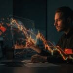 Impacto de la caída de bonos basura de EE.UU. en startups con gráficos financieros y metáforas de riesgo de mercado.