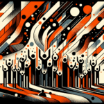 Colaboración y comunidad en convocatoria para startups tecnológica con paleta de colores naranja y negro Ecosistema Startup