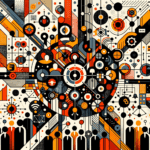 Colaboración y convocatoria en comunidad startup tecnológica con paleta de Ecosistema Startup naranja, negro y blanco