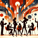 Imagen editorial que representa convocatoria y colaboración en comunidad startup con paleta de colores Ecosistema Startup naranja y negro