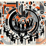 Convocatoria y colaboración en la comunidad startup con colores naranja y negro del Ecosistema Startup