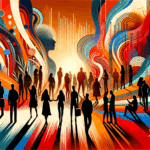 Imagen editorial que representa convocatoria y colaboración en startups, con siluetas de personas y una paleta en naranja y negro del Ecosistema Startup