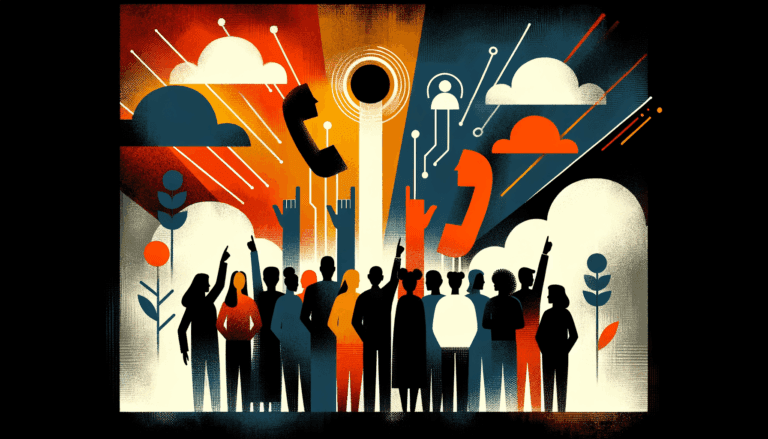 Convocatoria de startup mostrando colaboración y comunidad con paleta de colores naranja y negro del ecosistema tecnológico