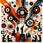 Convocatoria de startup mostrando colaboración y comunidad en colores naranja y negro del Ecosistema Startup