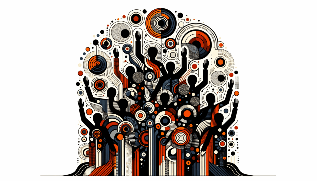 convocatoria de startups con colaboración comunitaria y networking en colores naranja y negro Ecosistema Startup