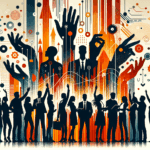 Convocatoria para startups y comunidad de emprendedores con colaboración e interacción, en colores naranja y negro Ecosistema Startup