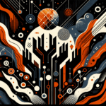 Convocatoria para startups tecnológicas con siluetas colaborando y símbolos de networking en paleta de colores naranja y negro Ecosistema Startup