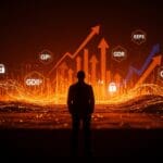 Silueta de líder europeo frente a ciudad digital segura, representando la creciente soberanía digital en Europa y protección de datos según GDPR.