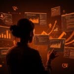 Profesional tecnológico enfrentando la crisis del empleo tech 2025, con elementos visuales que representan habilidades, entrevistas técnicas y adaptación al mercado laboral tecnológico.