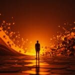 Fundador contemplando un horizonte digital que simboliza la homogeneización social y la innovación disruptiva en la cultura startup.