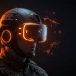 Casco de realidad aumentada EagleEye de Anduril Industries con tecnología AI aplicada para uso militar avanzado.