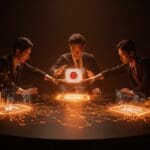 Acuerdos de colaboración tecnológica en IA, semiconductores y biotecnología entre EE.UU., Japón y Corea del Sur.