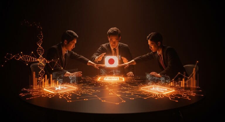 Acuerdos de colaboración tecnológica en IA, semiconductores y biotecnología entre EE.UU., Japón y Corea del Sur.