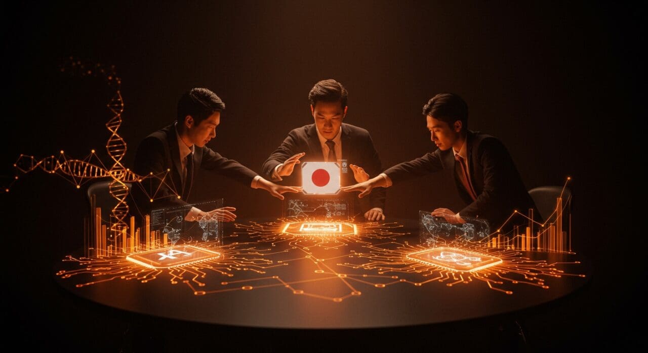 Acuerdos de colaboración tecnológica en IA, semiconductores y biotecnología entre EE.UU., Japón y Corea del Sur.