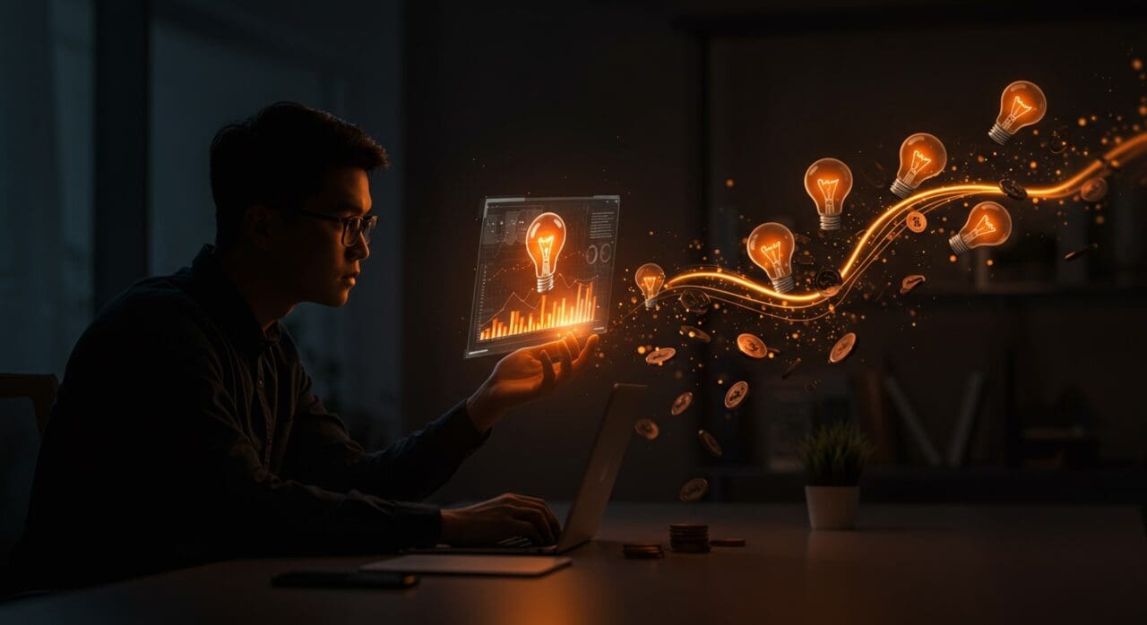 Emprendedor analizando prototipo de producto no validado con metáforas visuales sobre financiación prematura en startups.