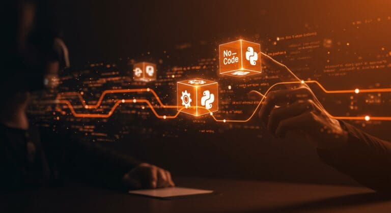 Proyecto No Code en GitHub para automatización y programación simplificada con Python, visualización editorial en ecosistema startup.
