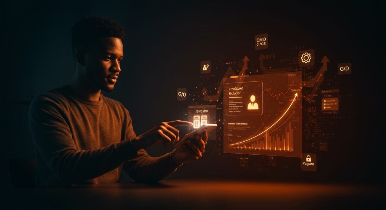 Interfaz futurista ilustrando moderación de contenido, seguridad 2FA y migración mejorada en Forgejo 13.0 para DevOps y gestión de software.