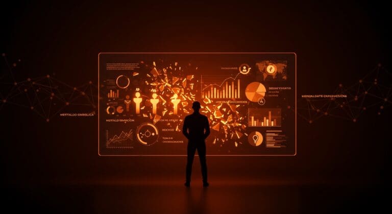 Líder startup enfrentando el desafío entre fortaleza simbólica y datos en la toma de decisiones y cultura organizacional.