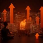 Ingenieros backend y full-stack colaborando remotamente en desarrollo de software con impacto social en startup tecnológica.