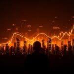 Fundador analizando gráficos económicos y desigualdad en un entorno digital que refleja estrategias ante inflación y mercado financiero.