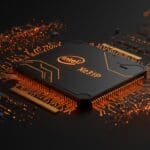 GPU Intel Xe3P con 160GB VRAM optimizada para inferencia IA en entorno tecnológico empresarial.