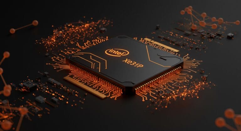 GPU Intel Xe3P con 160GB VRAM optimizada para inferencia IA en entorno tecnológico empresarial.