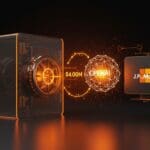 Préstamo inusual de J.P. Morgan a OpenAI con la participación de Microsoft representado por redes neuronales y flujos de energía en colores naranja y negro.