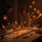 Emprendedores colaborando en entorno innovador en La Rioja impulsando el ecosistema startup y talento emprendedor.