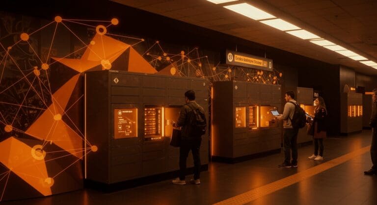 Sistema inteligente de lockers en el Metro de Santiago para retirada segura y sostenible de compras online, impulsado por startups chilenas y Blue Express.
