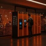 Sistema automatizado de retiro de compras online en el Metro de Santiago destacando innovación en logística y retailtech.