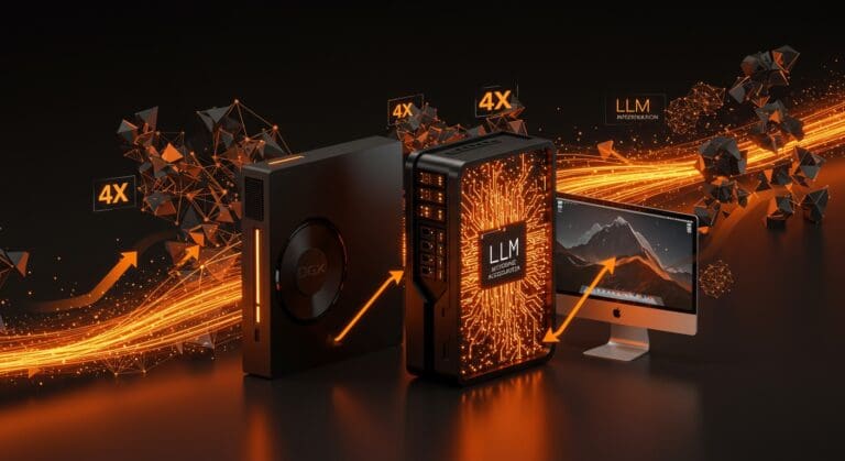 Aceleración de inferencia LLM con NVIDIA DGX Spark y Apple Mac Studio mediante EXO 1.0 en hardware de IA optimizado.