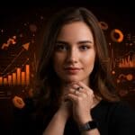 Mujer joven con anillo inteligente representando la segmentación de mercado y crecimiento en wearables de salud digital.