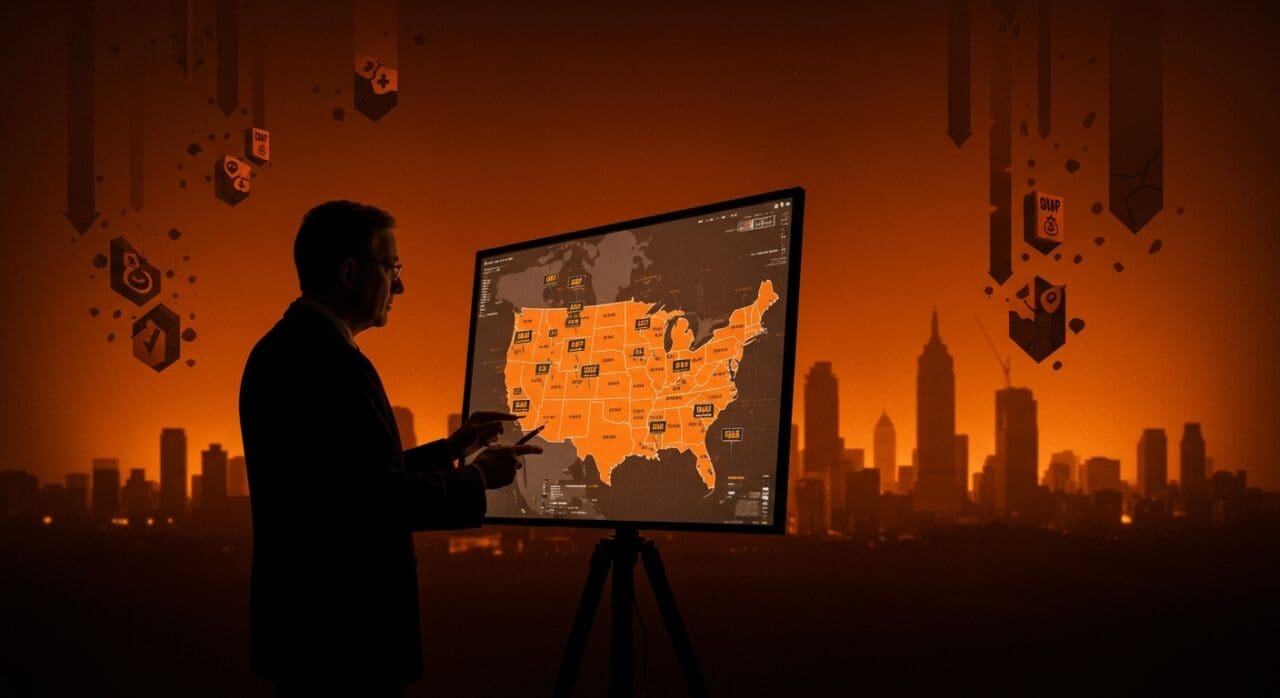 Análisis visual de Paul Krugman sobre el impacto de la suspensión de beneficios SNAP en la economía social estadounidense.