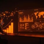 Ilustración editorial de la pausa en la licencia bancaria de Revolut por gestión de riesgos en fintech en Reino Unido.