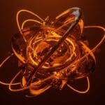 Visualización 3D de atractores extraños y teoría del caos con tecnología avanzada en un estilo editorial para startups.