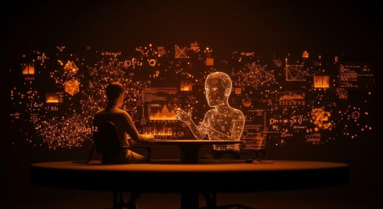 Innovación en exploración matemática con IA aplicada por AlphaEvolve, Terence Tao y Google DeepMind en un entorno futurista.