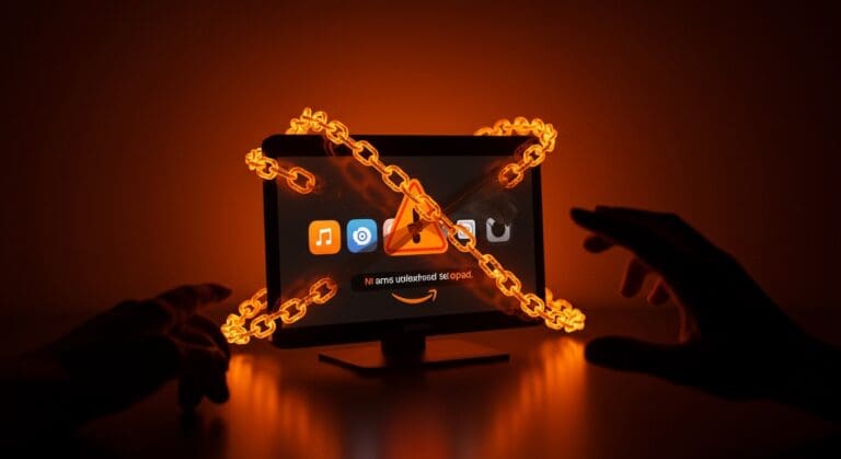 Amazon bloqueando apps piratas en dispositivos Fire TV para proteger derechos de autor en streaming y aplicaciones Android.