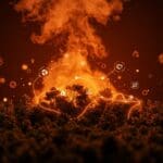 Bosques de África emitiendo carbono representados con una metáfora visual de datos y sostenibilidad en un estilo cinematográfico para cambio climático.