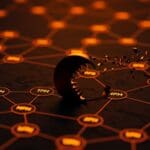 Visualización de la campaña Shai-Hulud mostrando malware en más de 300 paquetes NPM robando tokens en la cadena de suministro de software.