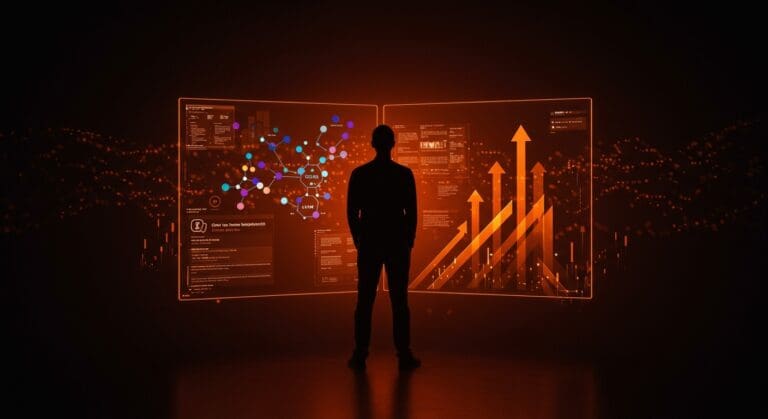 Chris Lattner innovando en lenguajes de programación con Mojo para la ingeniería avanzada de AI con elementos visuales de LLVM y compiladores.