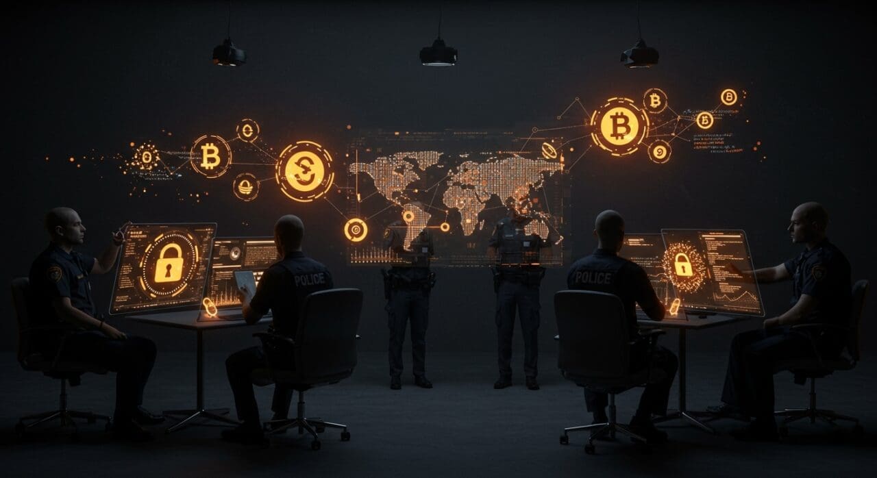 Policías internacionales trabajando en conjunto para desmantelar malware y proteger crypto wallets en el ecosistema tech.